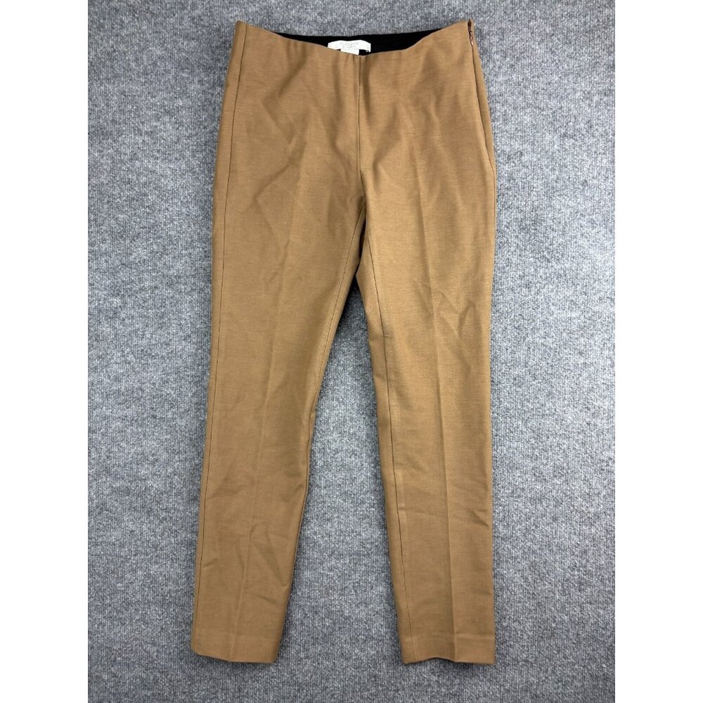 Classics by Worth Trousers Women's 4 Brown Pleated Ankle Side Zip Pull On Pants